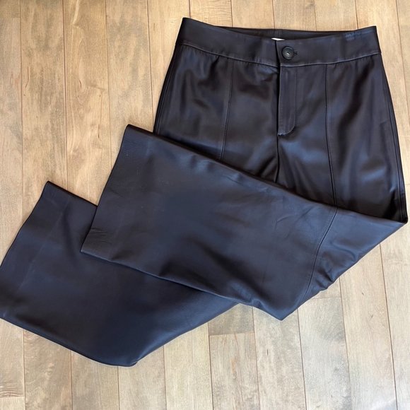 Vince Brown Leather Flare Cropped Pants - Size 6 - Picture 8 of 12